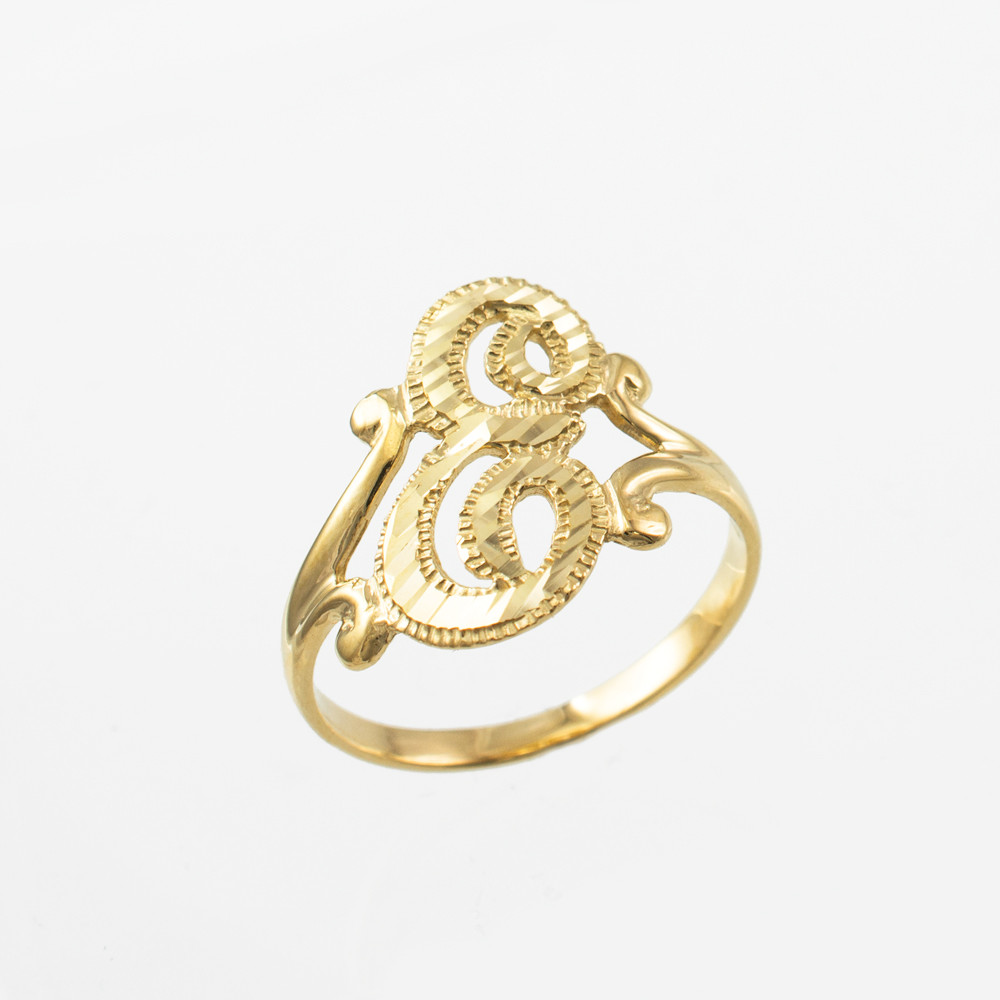 Custom Two Initial Ring with Diamond Band - Abhika Jewels